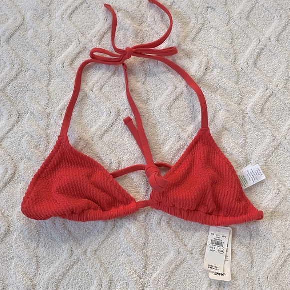Aerie | Red Bikini Ribbed Triangle Set - Picture 2 of 3